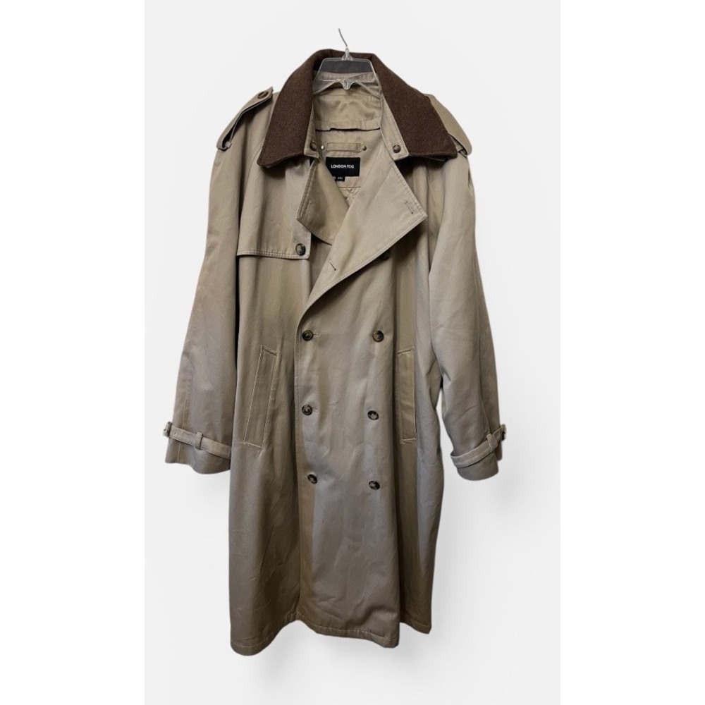 Vintage London Fog Double-Breasted Zip Out Liner Tan Trench Coat Men's 44 L